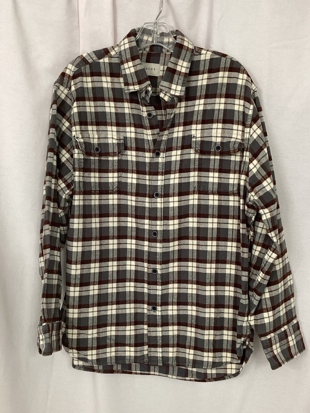 Jachs Men's Plaid Button-Down Shirt - Brown, Cream & Gray